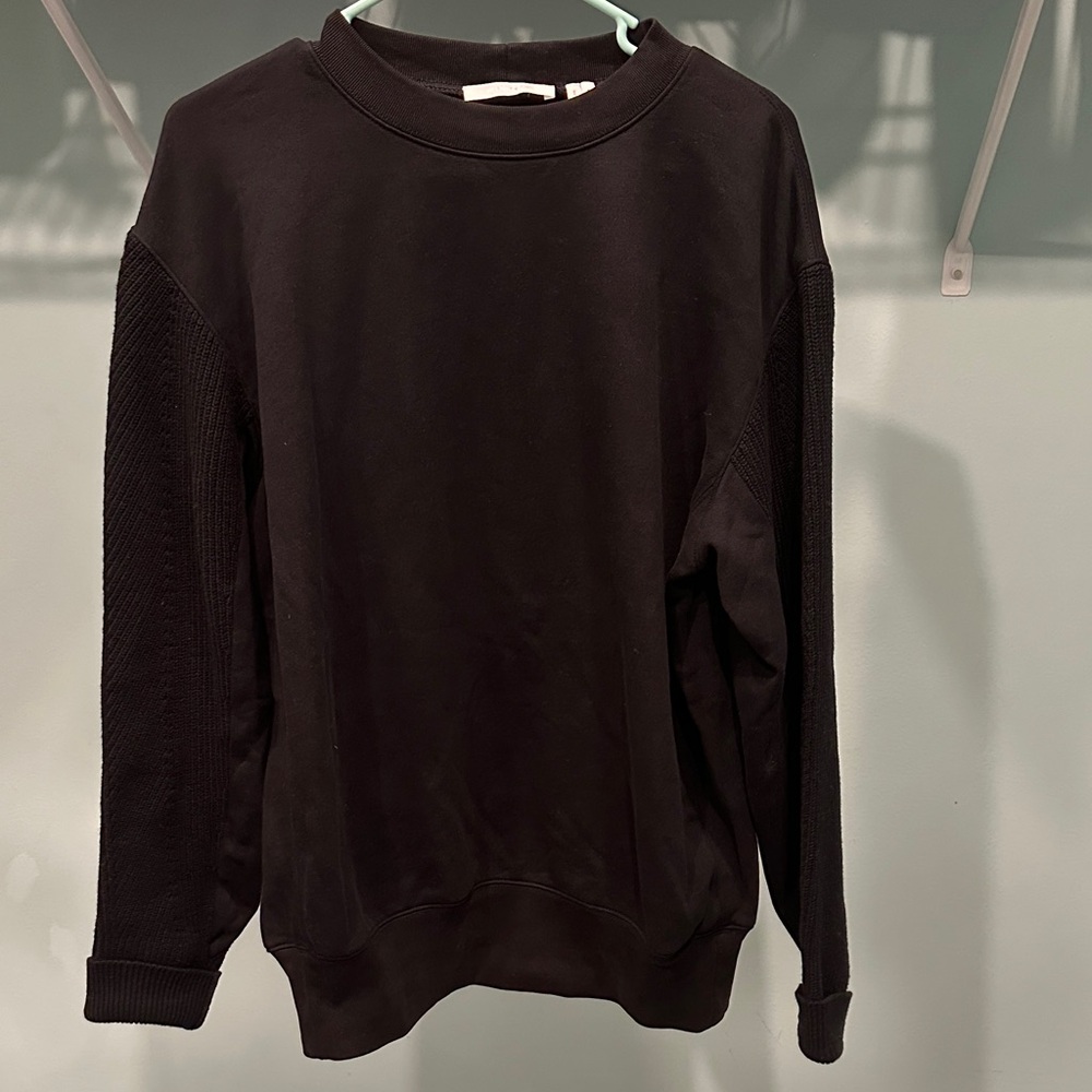 Rare Helmut Lang Black Crewneck Sweatshirt with knitted sleeve